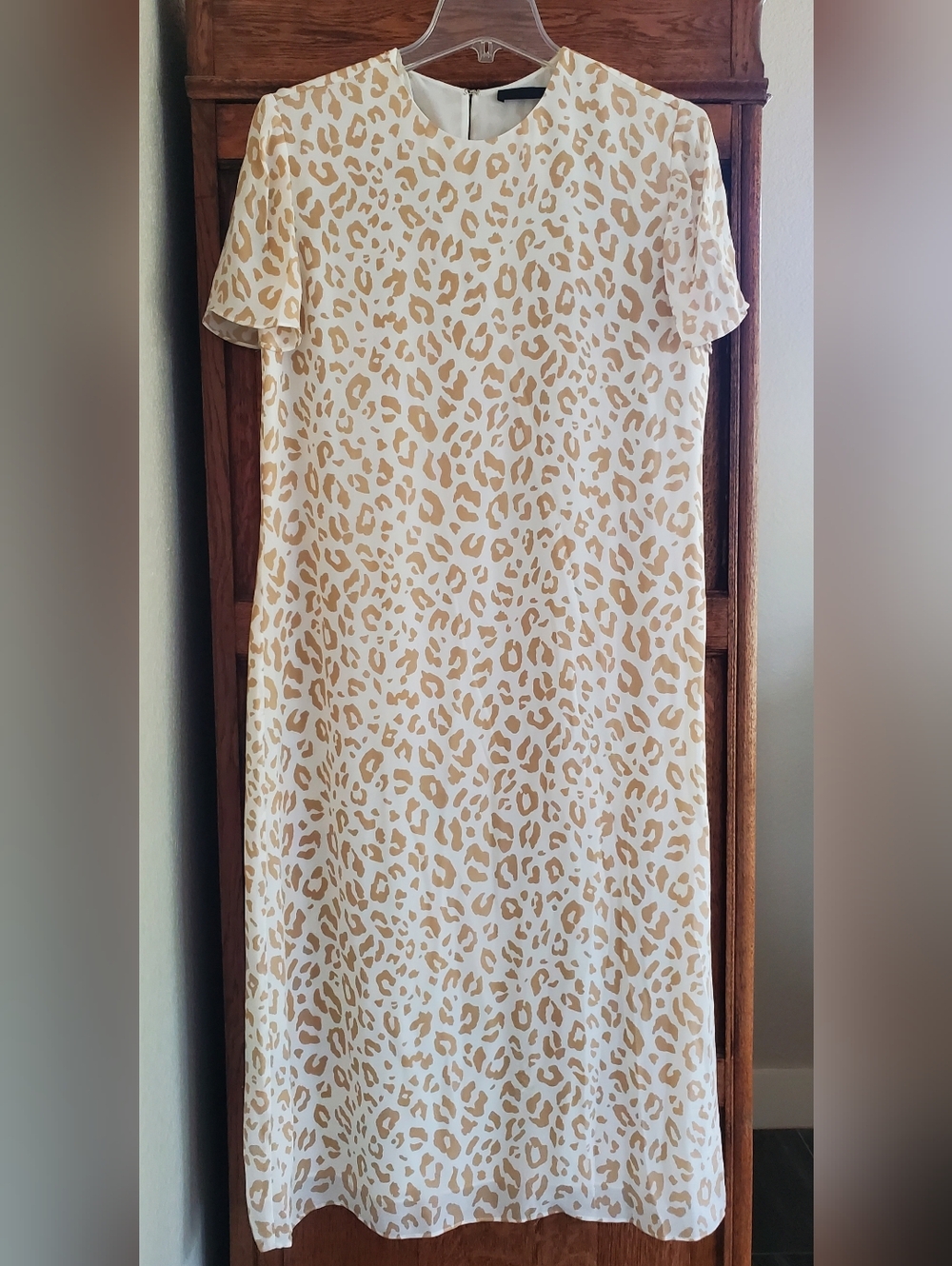 Jenni Kayne Silk Snow Leopard Midi Dress MEDIUM NWOT